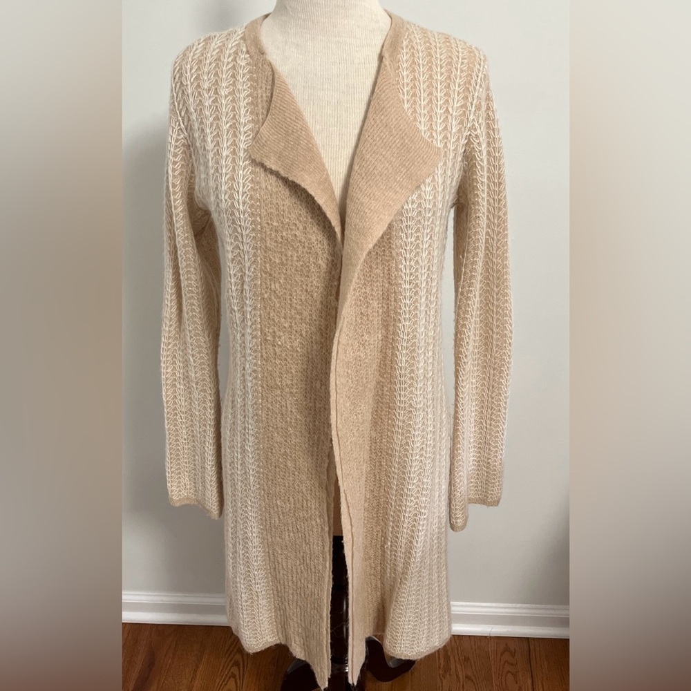 Josie Natori Alpaca Mohair Wool Blend Long Cardigan Duster